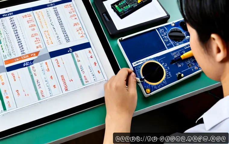 전자기기 전문가 업무 일지 작성법 - Photorealistic Japanese electronics technician at a clean workbench, carefully recording a daily wor...